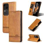 For vivo S18 AZNS Magnetic Calf Texture Leather Phone Case(Light Brown)