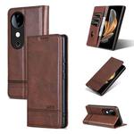 For vivo S19 AZNS Magnetic Calf Texture Leather Phone Case(Dark Brown)
