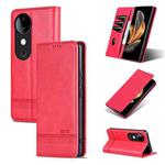 For vivo S19 AZNS Magnetic Calf Texture Leather Phone Case(Red)