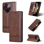 For vivo V30e AZNS Magnetic Calf Texture Leather Phone Case(Dark Brown)