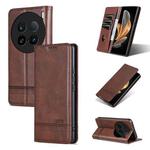 For vivo X100 Ultra AZNS Magnetic Calf Texture Leather Phone Case(Dark Brown)