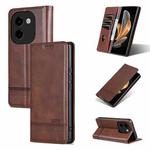 For vivo Y200 5G AZNS Magnetic Calf Texture Leather Phone Case(Dark Brown)