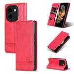 For vivo Y200 5G AZNS Magnetic Calf Texture Leather Phone Case(Red)