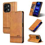 For vivo Y28 4G AZNS Magnetic Calf Texture Leather Phone Case(Light Brown)