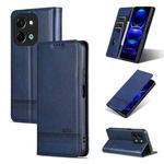 For vivo Y28 4G AZNS Magnetic Calf Texture Leather Phone Case(Dark Blu)