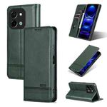 For vivo Y28 4G AZNS Magnetic Calf Texture Leather Phone Case(Dark Green)