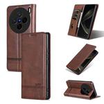For vivo X200 AZNS Magnetic Calf Texture Leather Phone Case(Dark Brown)