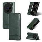 For vivo X200 AZNS Magnetic Calf Texture Leather Phone Case(Dark Green)