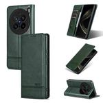 For vivo X200 Pro AZNS Magnetic Calf Texture Leather Phone Case(Dark Green)