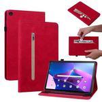 For Lenovo Tab M10 10.1 3rd Gen Skin Feel Solid Color Zipper Leather Tablet Case(Red)