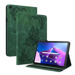 For Lenovo Tab M10 10.1 3rd Gen Butterfly Flower Embossed Leather Tablet Case(Green)