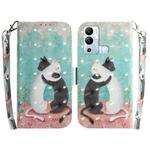 For Infinix Hot 12i 3D Colored Horizontal Flip Leather Phone Case(Black White Cat)