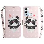 For Infinix Hot 12i 3D Colored Horizontal Flip Leather Phone Case(Heart Panda)