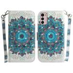 For Motorola Moto G42 3D Colored Horizontal Flip Leather Phone Case(Peacock Wreath)