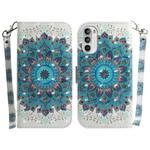 For Motorola Moto G52J Japan Version 3D Colored Horizontal Flip Leather Phone Case(Peacock Wreath)