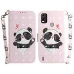 For Nokia C21 Plus 3D Colored Horizontal Flip Leather Phone Case(Heart Panda)