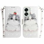 For OnePlus Nord 2T 3D Colored Horizontal Flip Leather Phone Case(Cute Cat)