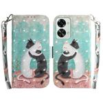 For OnePlus Nord 2T 3D Colored Horizontal Flip Leather Phone Case(Black White Cat)