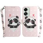 For OnePlus Nord 2T 3D Colored Horizontal Flip Leather Phone Case(Heart Panda)