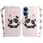 For Honor X7 3D Colored Horizontal Flip Leather Phone Case(Heart Panda)