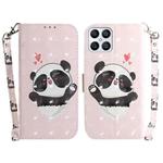 For Honor X8 3D Colored Horizontal Flip Leather Phone Case(Heart Panda)