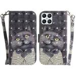 For Honor X8 3D Colored Horizontal Flip Leather Phone Case(Hug Cat)