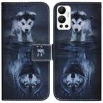 For Infinix Hot 12 Coloured Drawing Leather Phone Case(Wolf and Dog)