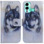 For Infinix Hot 12 Play Coloured Drawing Leather Phone Case(White Wolf)