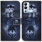For Infinix Hot 12i Coloured Drawing Leather Phone Case(Wolf and Dog)