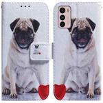 For Motorola Moto G42 Coloured Drawing Leather Phone Case(Pug)