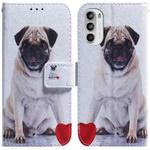 For Motorola Moto G52J Japan Version Coloured Drawing Leather Phone Case(Pug)