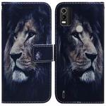 For Nokia C21 Plus Coloured Drawing Leather Phone Case(Lion)