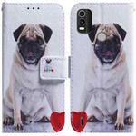 For Nokia C21 Plus Coloured Drawing Leather Phone Case(Pug)