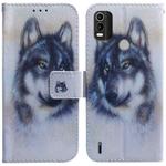 For Nokia C21 Plus Coloured Drawing Leather Phone Case(White Wolf)