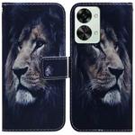 For OnePlus Nord 2T Coloured Drawing Leather Phone Case(Lion)