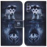 For Tecno Spark 8 Pro Coloured Drawing Leather Phone Case(Wolf and Dog)