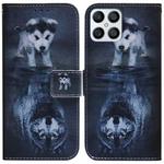 For Honor X8 Coloured Drawing Leather Phone Case(Wolf and Dog)