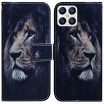 For Honor X8 Coloured Drawing Leather Phone Case(Lion)