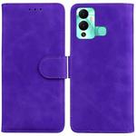 For Infinix Hot 12 Play Skin Feel Pure Color Flip Leather Phone Case(Purple)
