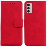 For Motorola Moto G42 Skin Feel Pure Color Flip Leather Phone Case(Red)