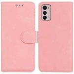 For Motorola Moto G42 Skin Feel Pure Color Flip Leather Phone Case(Pink)