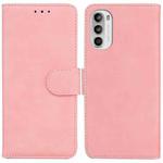 For Motorola Moto G52J Japan Version Skin Feel Pure Color Flip Leather Phone Case(Pink)