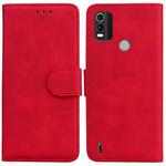 For Nokia C21 Plus Skin Feel Pure Color Flip Leather Phone Case(Red)