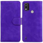For Nokia C21 Plus Skin Feel Pure Color Flip Leather Phone Case(Purple)