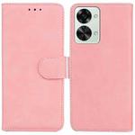 For OnePlus Nord 2T Skin Feel Pure Color Flip Leather Phone Case(Pink)