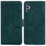 For Tecno Spark 8 Pro Skin Feel Pure Color Flip Leather Phone Case(Green)