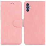 For Tecno Spark 8 Pro Skin Feel Pure Color Flip Leather Phone Case(Pink)