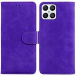 For Honor X8 Skin Feel Pure Color Flip Leather Phone Case(Purple)