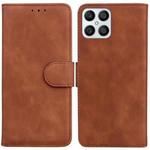 For Honor X8 Skin Feel Pure Color Flip Leather Phone Case(Brown)