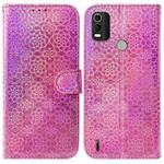 For Nokia C21 Plus Colorful Magnetic Buckle Leather Phone Case(Pink)